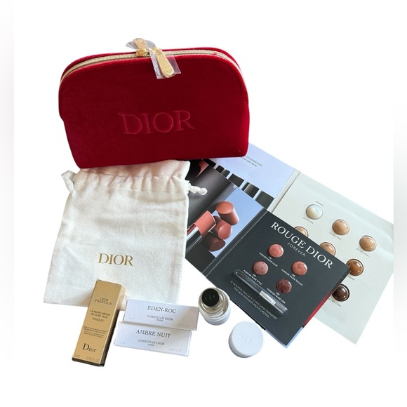 Dior Handbags - Dior Red Velvet Cosmetic Bag